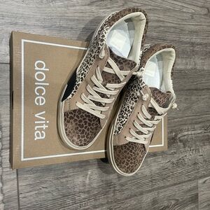 Dolce Vita Brown and Black Sneakers with Leopard Print